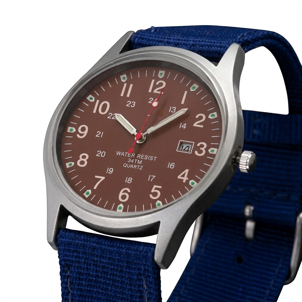 Montre-bracelet avec bracelet en toile noir